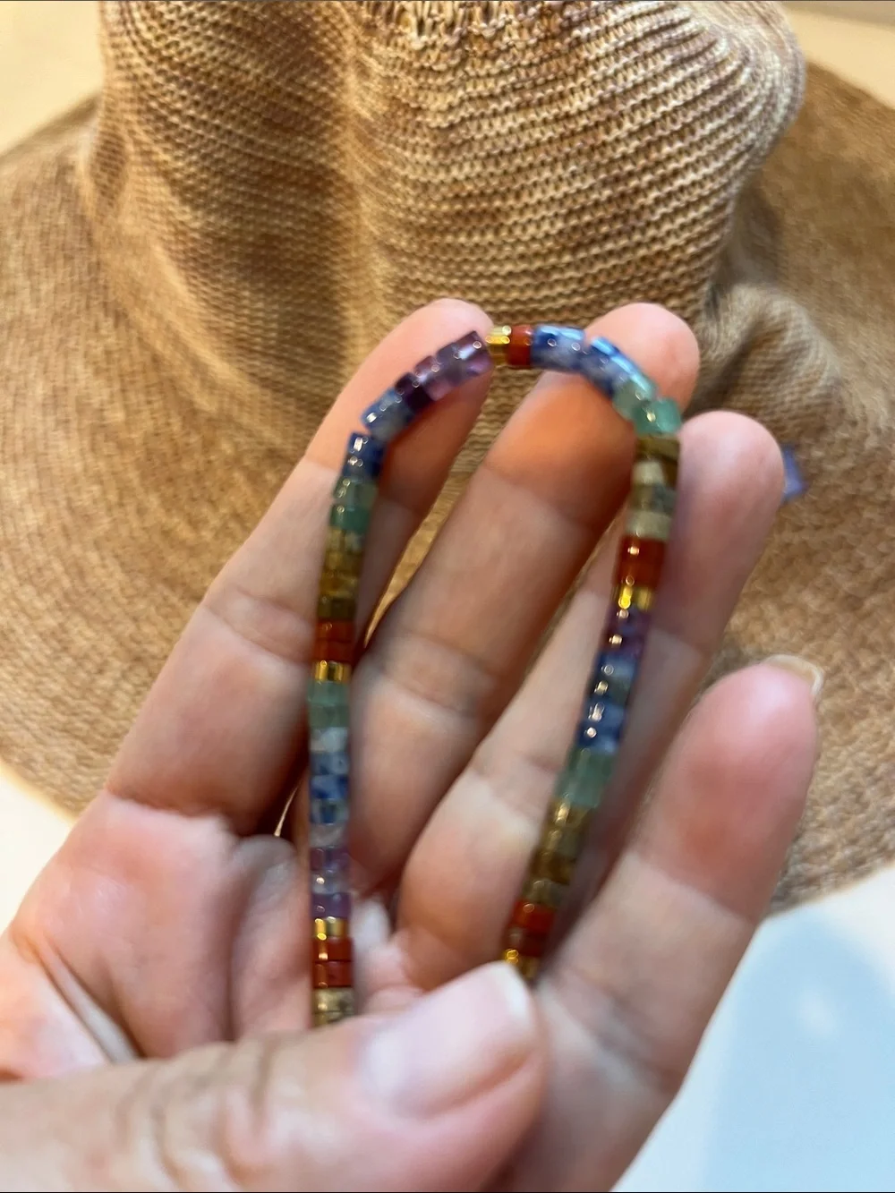 Multicolor Beaded Necklace with Gold Clasp - Women Jewelry